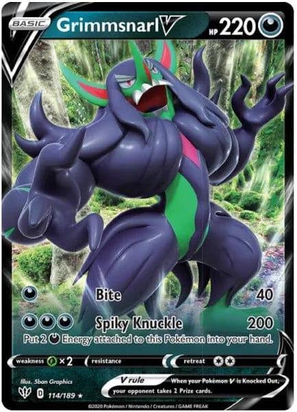 114/189 - Grimmsnarl V - Darkness Ablaze - Pokemon TCG - JamiesTradingCards