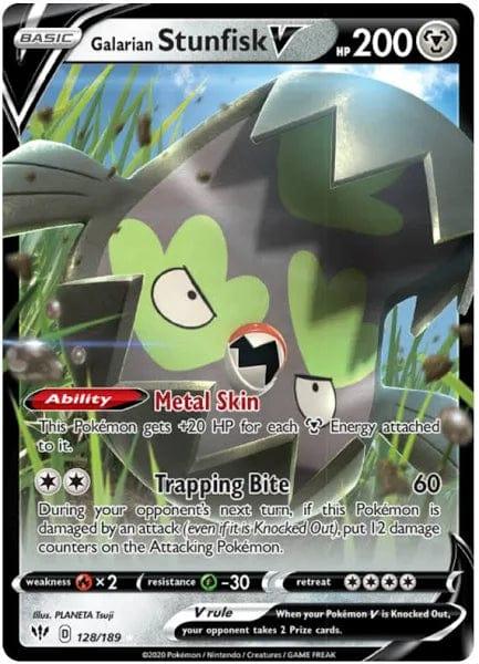 128/189 - Galarian Stunfisk V - Darkness Ablaze - Pokemon TCG - JamiesTradingCards