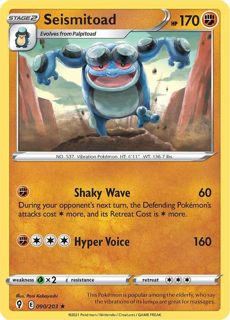 090/203 - Seismitoad Reverse Holo - Evolving Skies - Pokemon TCG