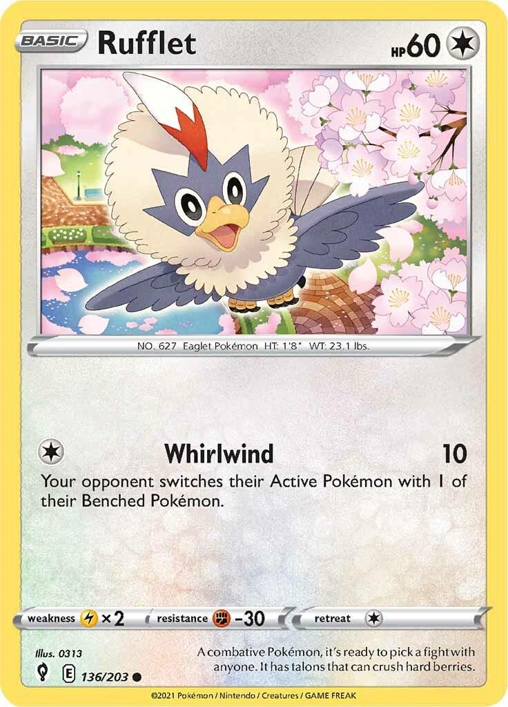 136/203 - Rufflet Reverse Holo - Evolving Skies - Pokemon TCG