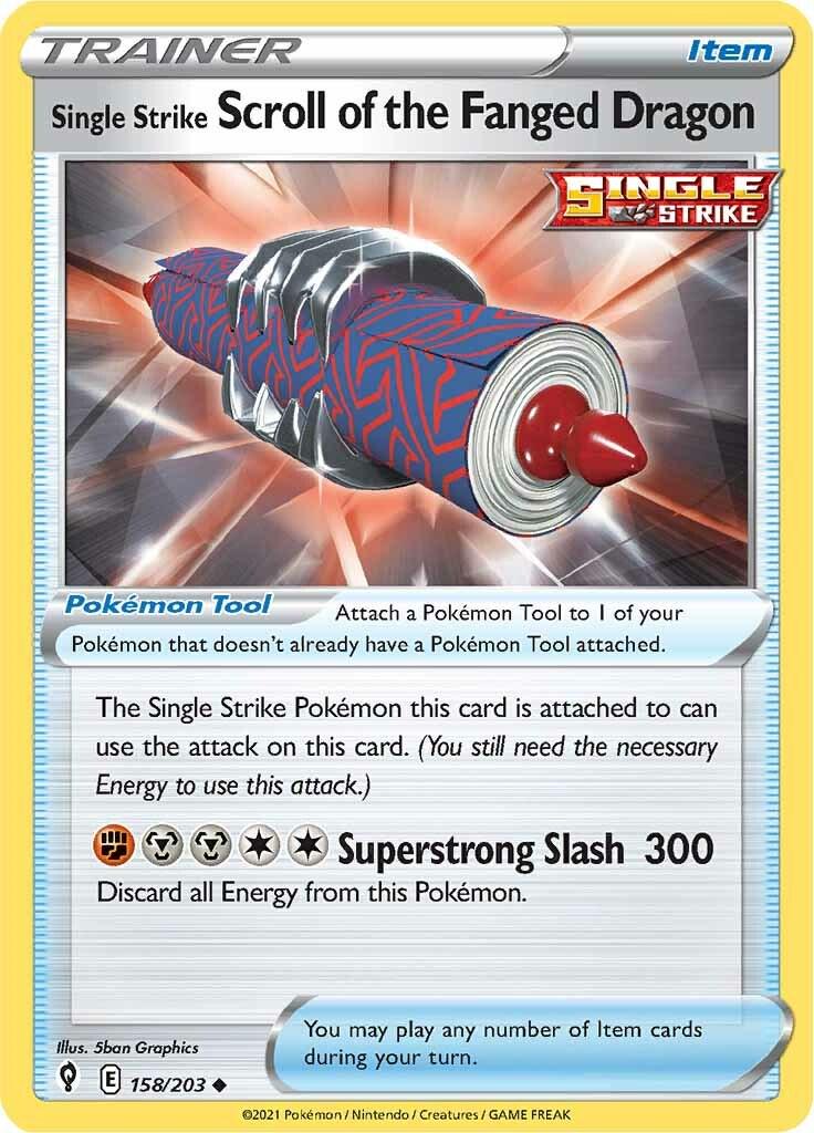 158/203 - Single Strike Scroll Of The Fanged Dragon Reverse Holo - Evolving Skies - Pokemon TCG