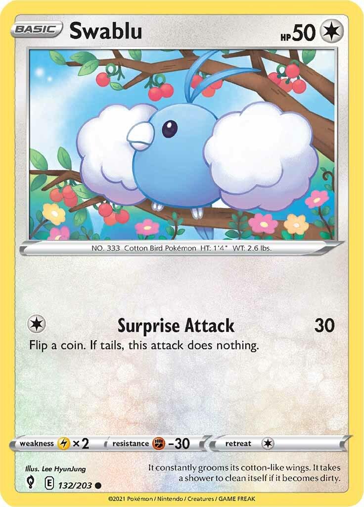 132/203 - Swablu Reverse Holo - Evolving Skies - Pokemon TCG