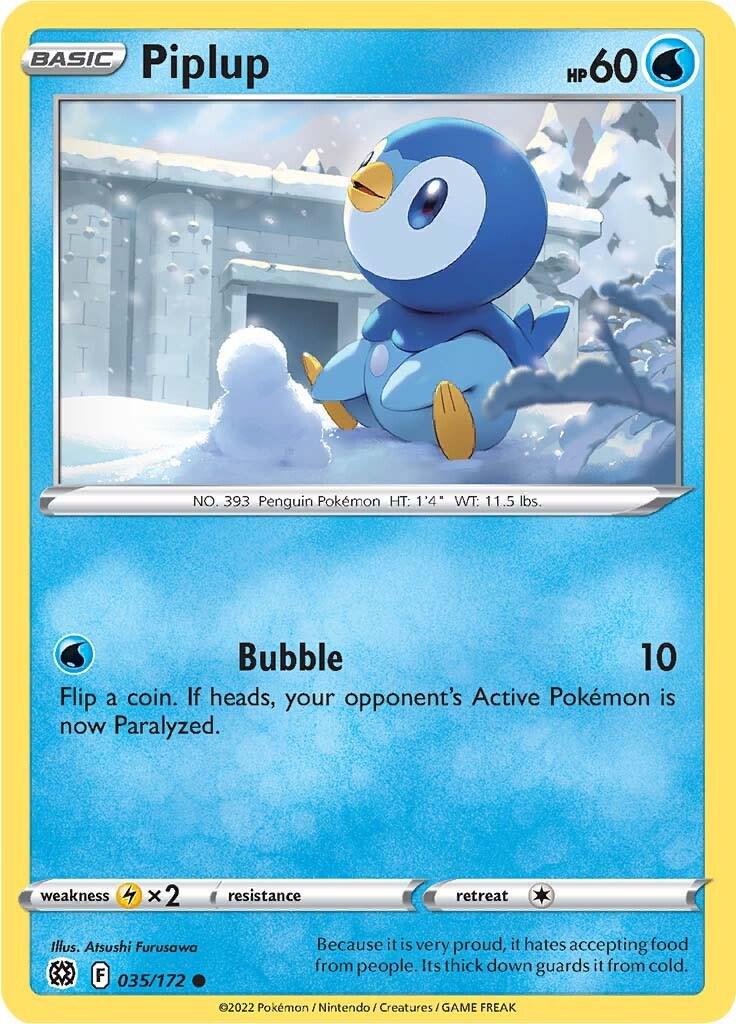 035/172 - Piplup Reverse Holo - Brilliant Stars - Pokemon TCG