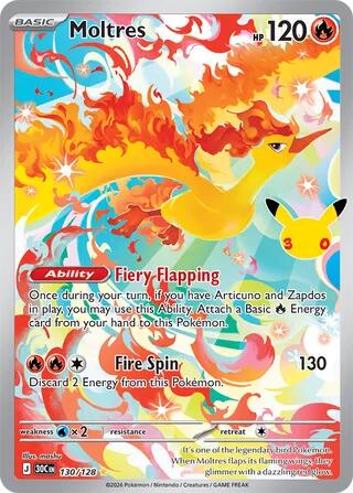 130/128 - Moltres - 30th Celebration - Pokemon TCG