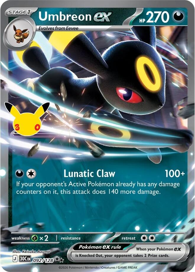 092/128 - Umbreon Ex - 30th Celebration - Pokemon TCG