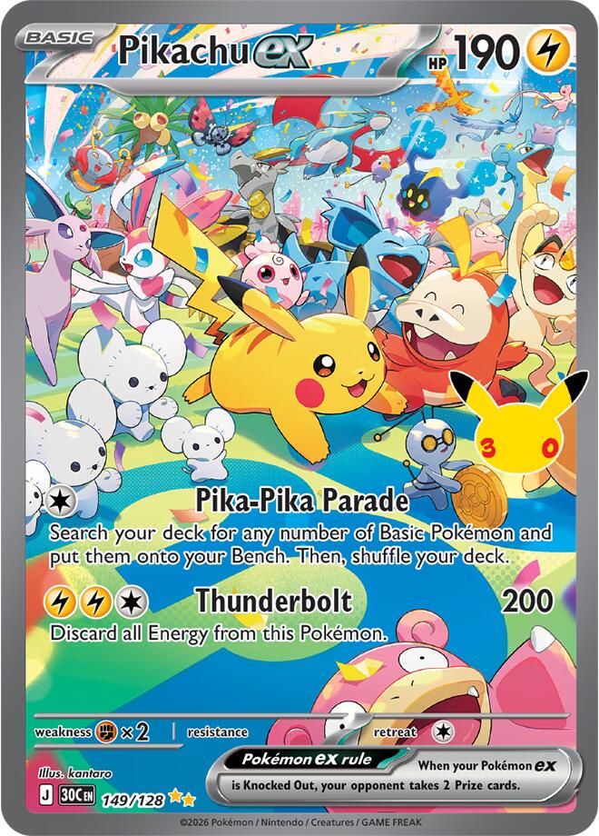 149/128 - Pikachu Ex - 30th Celebration - Pokemon TCG