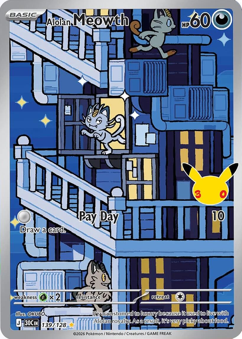 139/128 - Alolan Meowth - 30th Celebration - Pokemon TCG