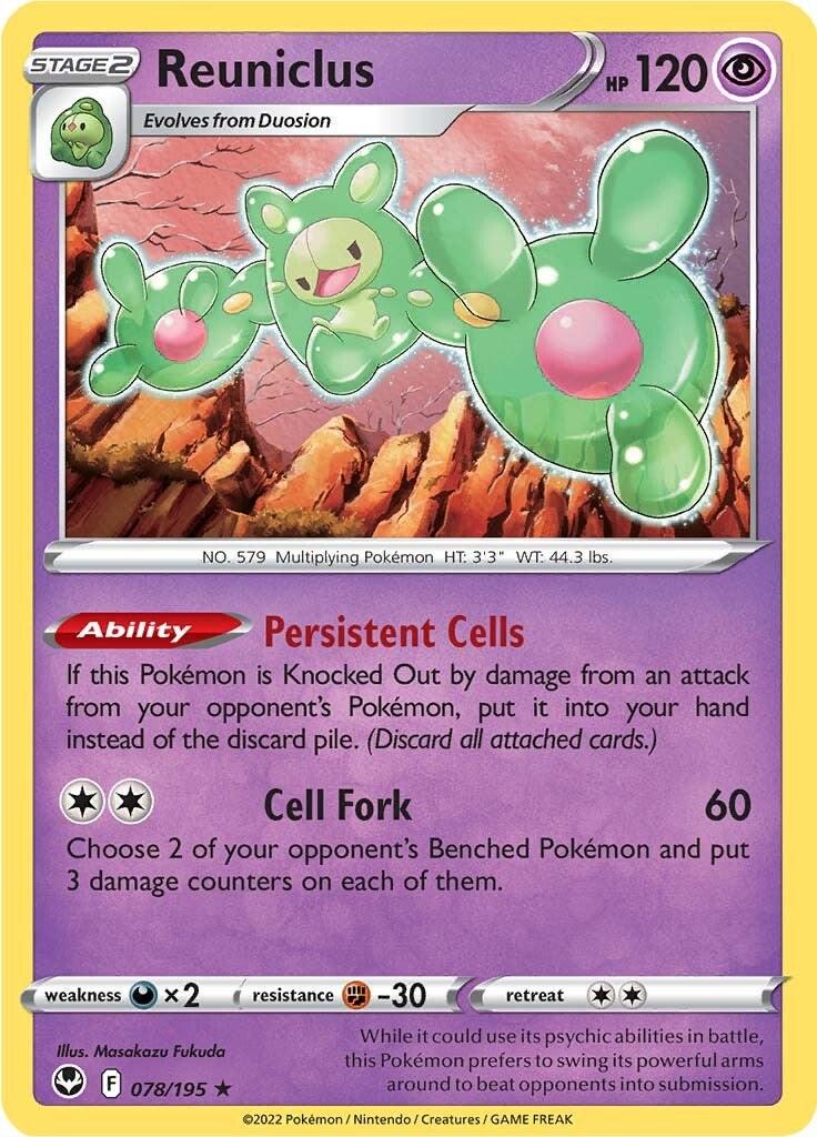 078/195 - Reuniclus Reverse Holo - Silver Tempest - Pokemon TCG