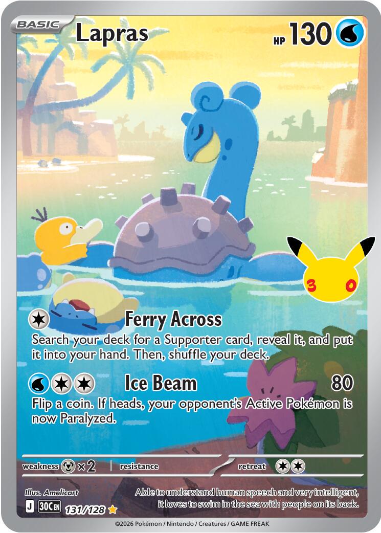 131/128 - Lapras - 30th Celebration - Pokemon TCG