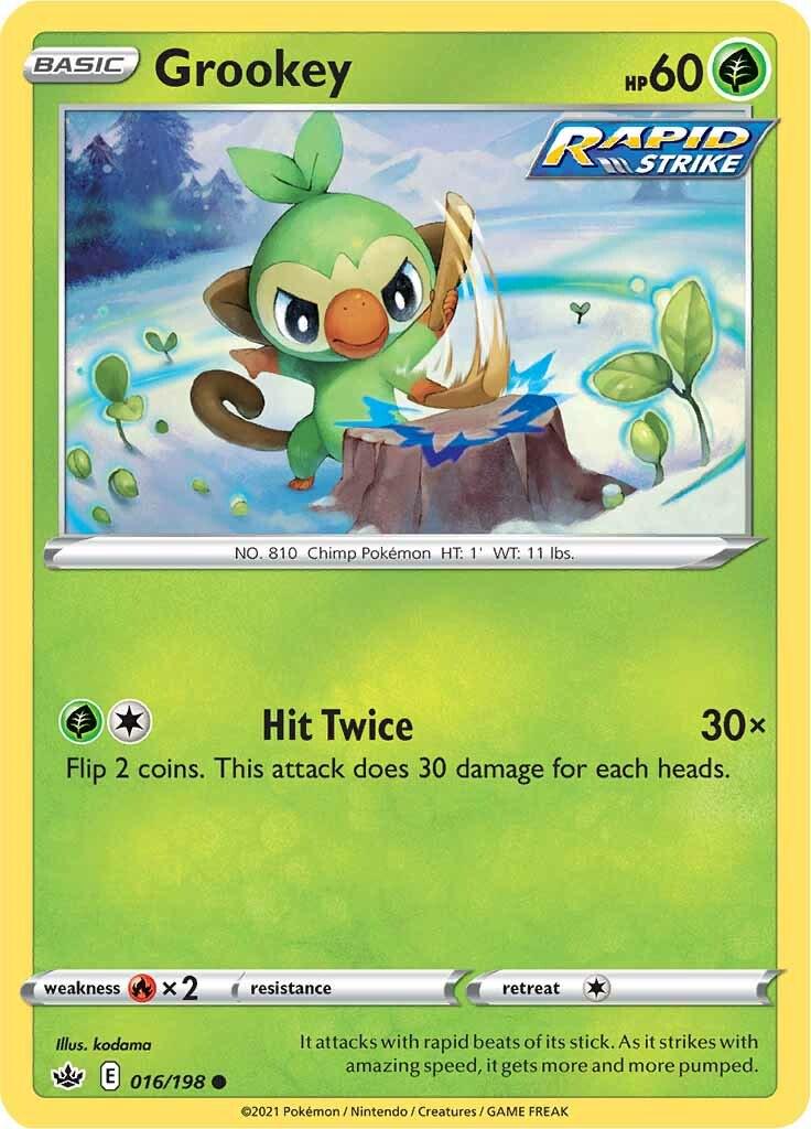 016/198 - Grookey Reverse Holo - Chilling Reign - Pokemon TCG