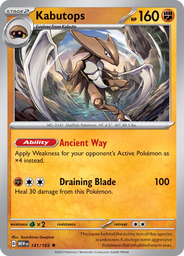 141/165 - Kabutops Reverse Holo - 151 - Pokemon TCG