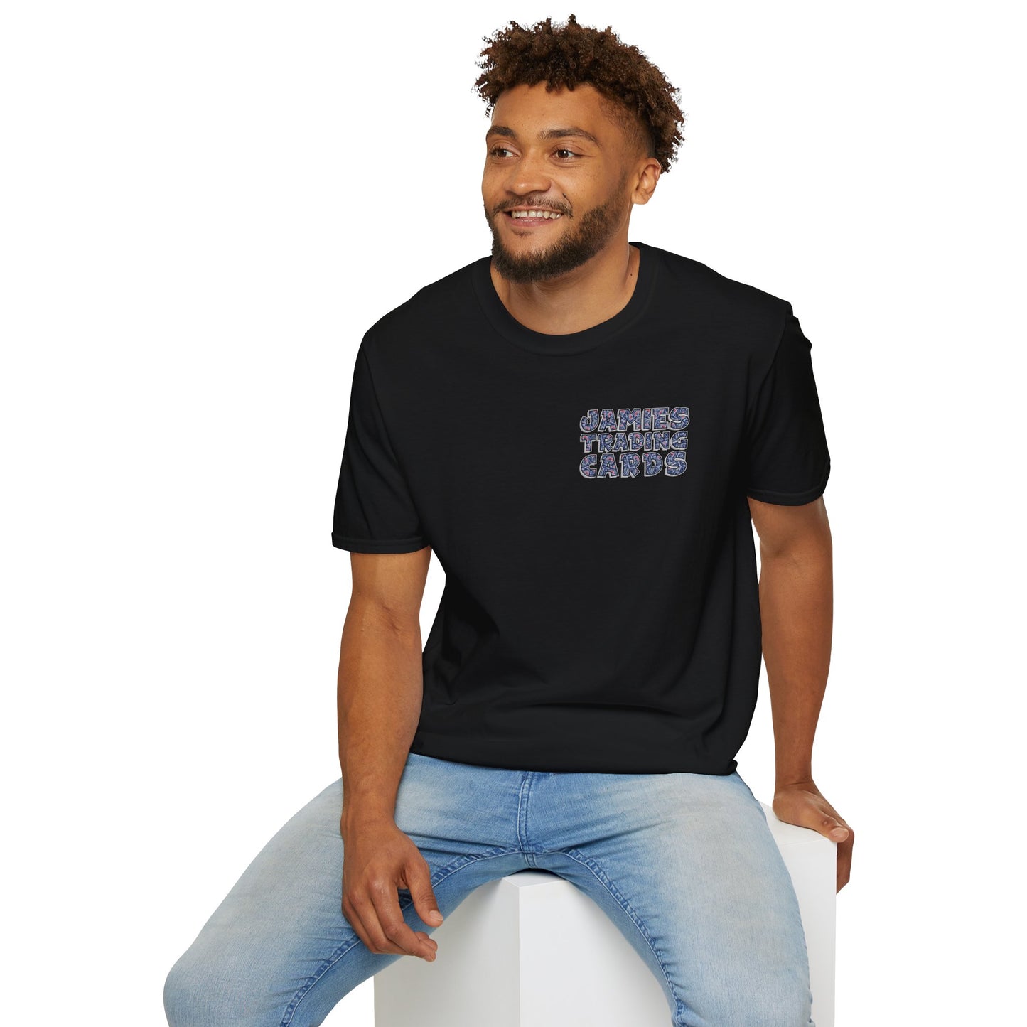 Jamie’s Trading Cards Official Text Pocket Logo Adults Unisex Tee - Jamie's Trading Cards