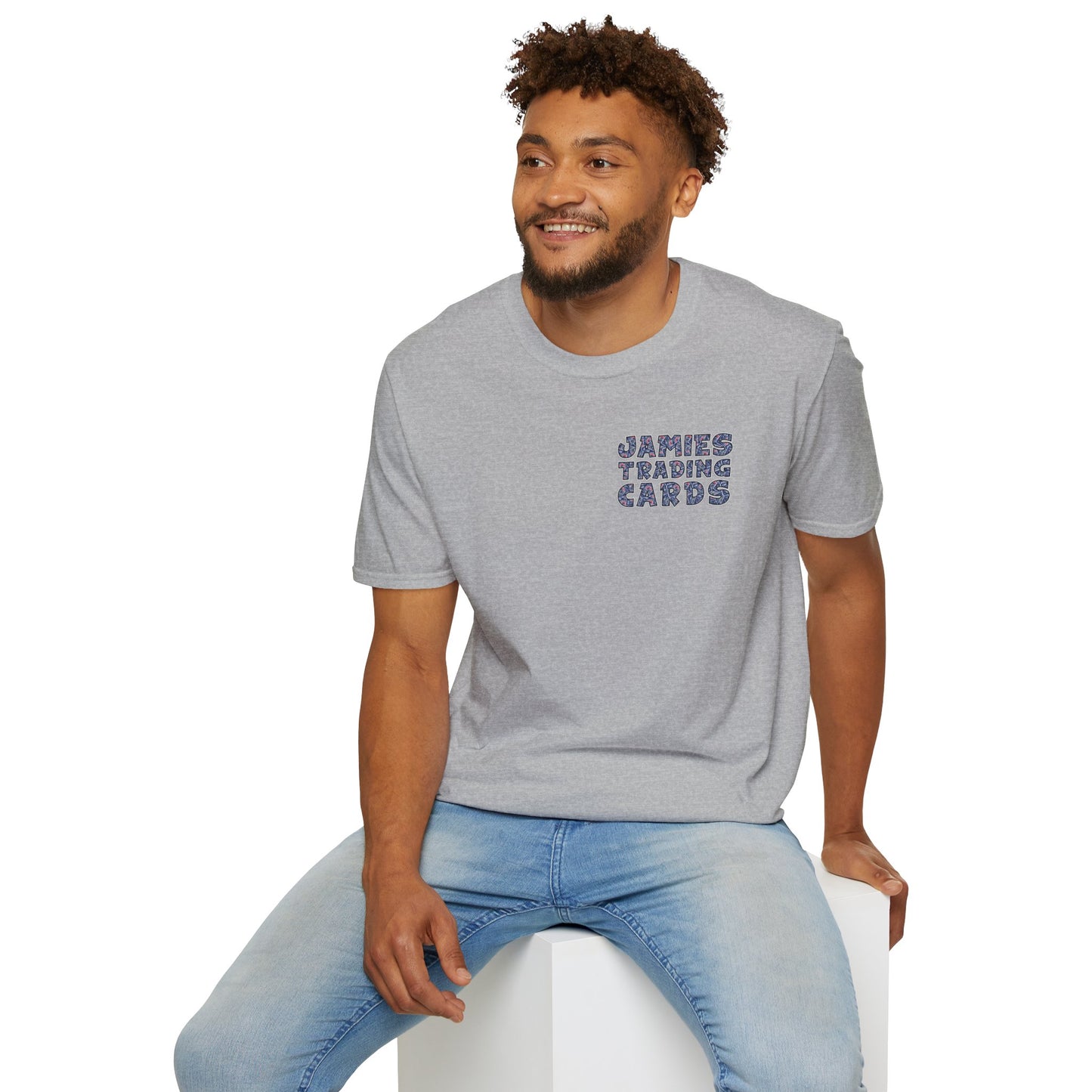 Jamie’s Trading Cards Official Text Pocket Logo Adults Unisex Tee - Jamie's Trading Cards