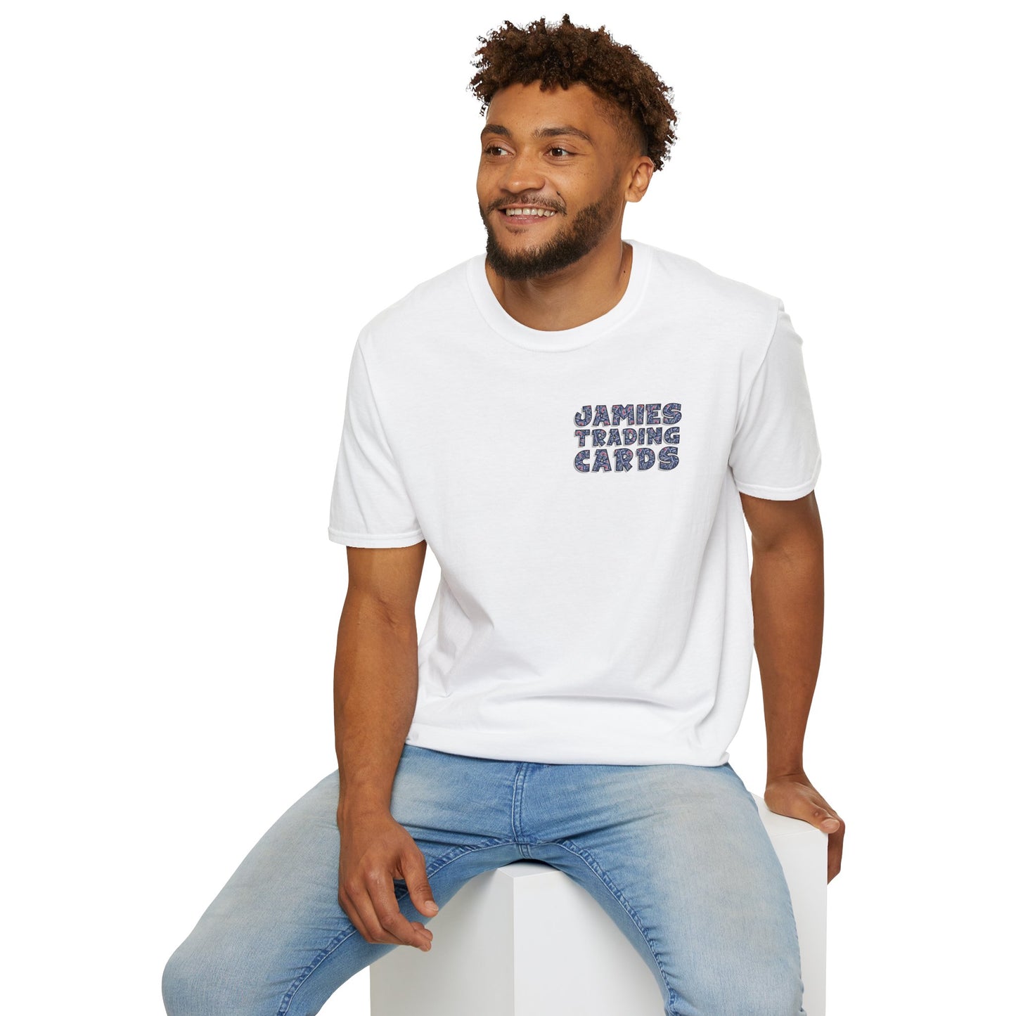 Jamie’s Trading Cards Official Text Pocket Logo Adults Unisex Tee - Jamie's Trading Cards