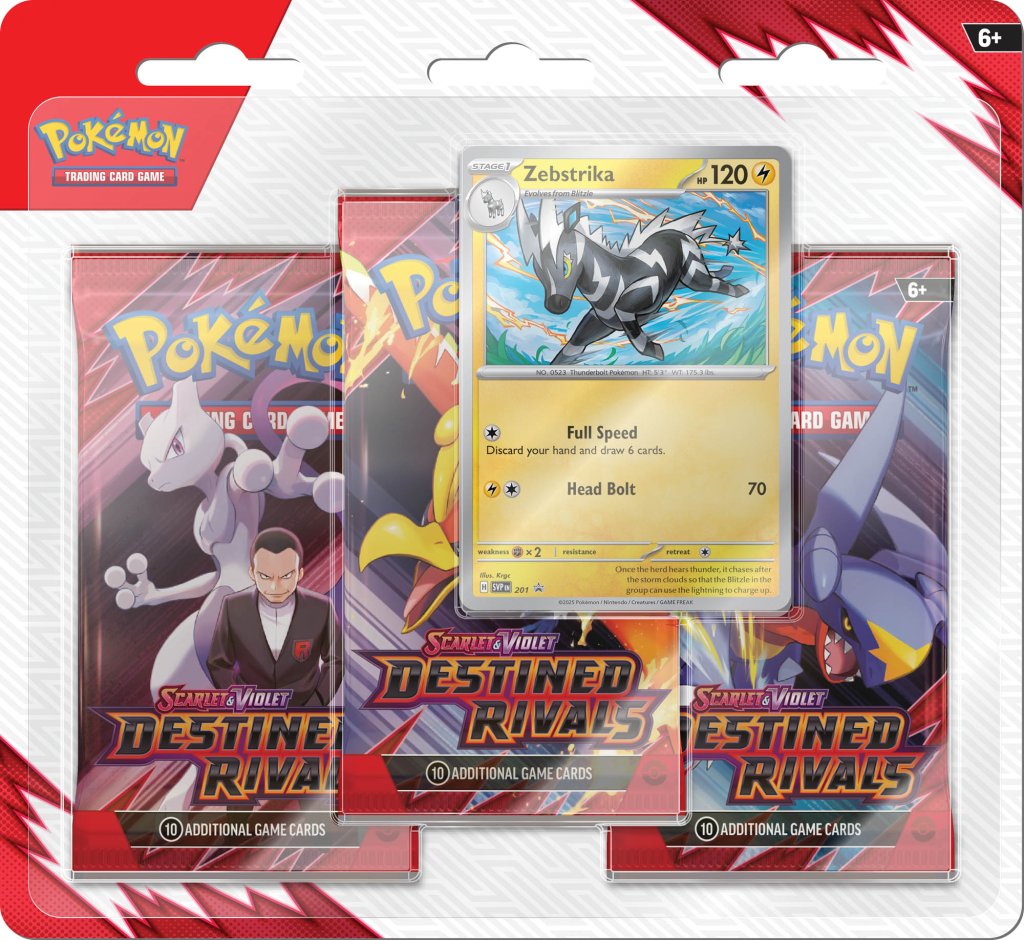 Destined Rivals 3 Pack Blister Pack Zebstrika Promo - Pokemon TCG