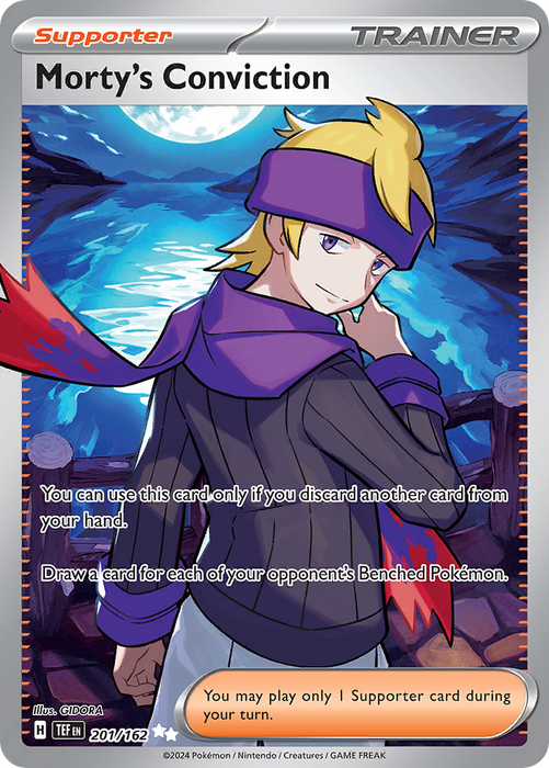 201/162 - Morty's Conviction Trainer - Temporal Forces - Pokemon TCG