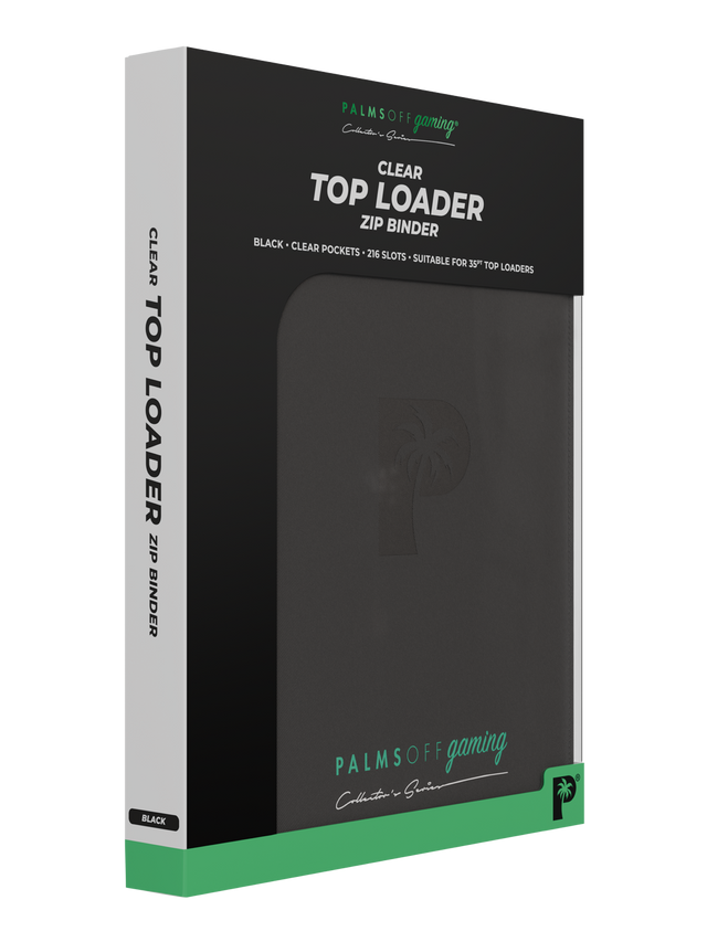 Palms Off Gaming Collector's Series Top Loader 216 Slot Zip Binder Black - Clear