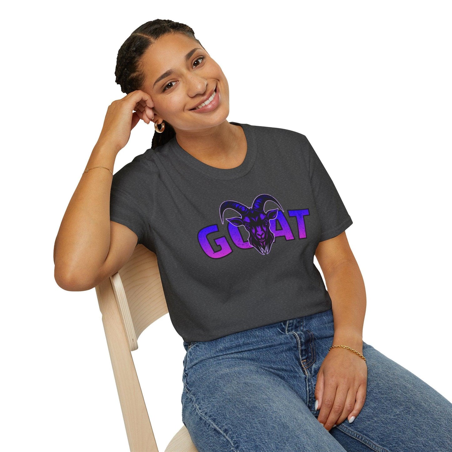 GOAT Purple Text Adults Unisex Tee - Jamie's Trading Cards - JamiesTradingCards