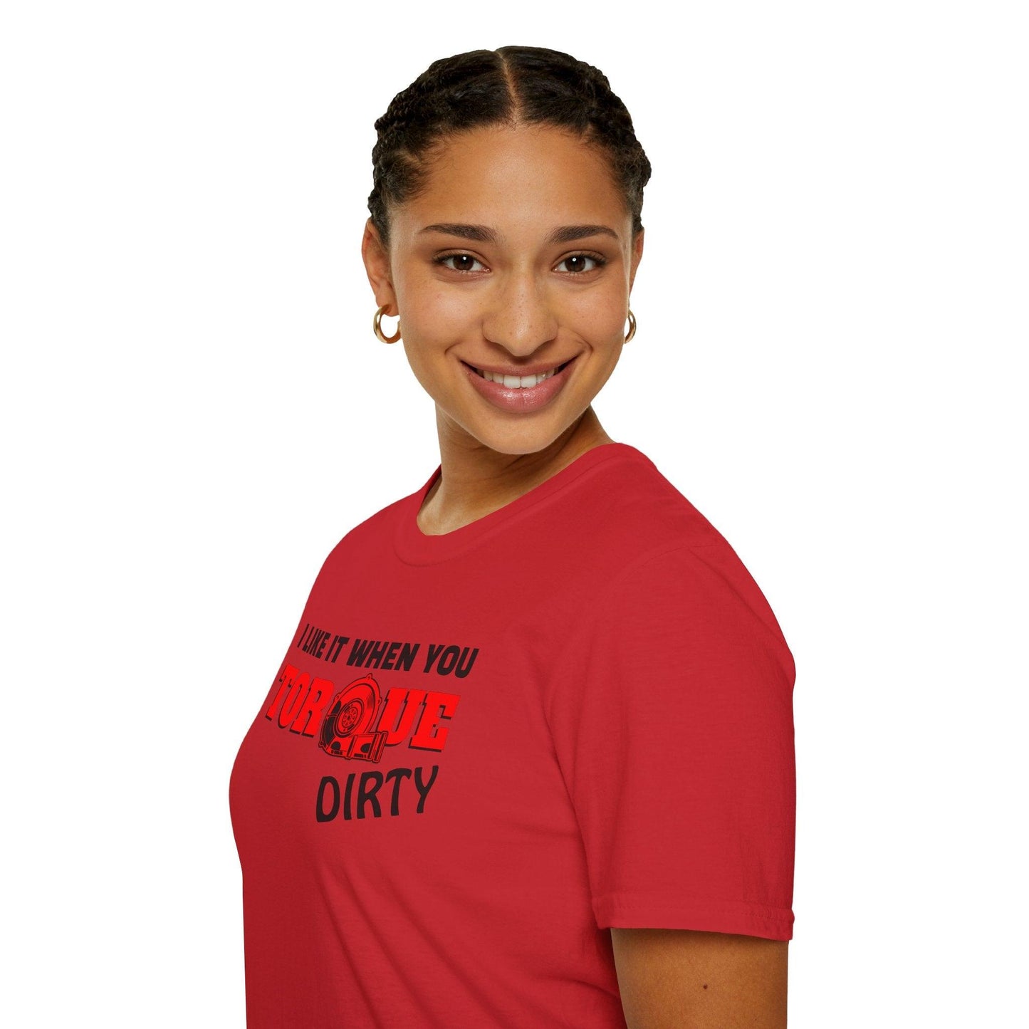 I Like It When You Torque Dirty Red Text Adults Unisex Tee - Jamie's Trading Cards - JamiesTradingCards