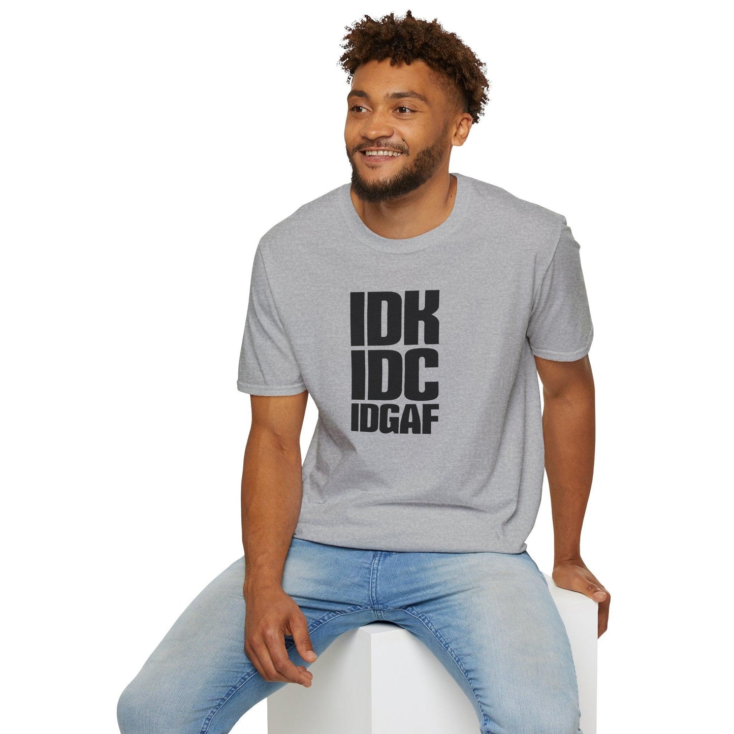 IDK IDC IDGAF Adults Unisex Tee - Jamie’s Trading Cards - JamiesTradingCards