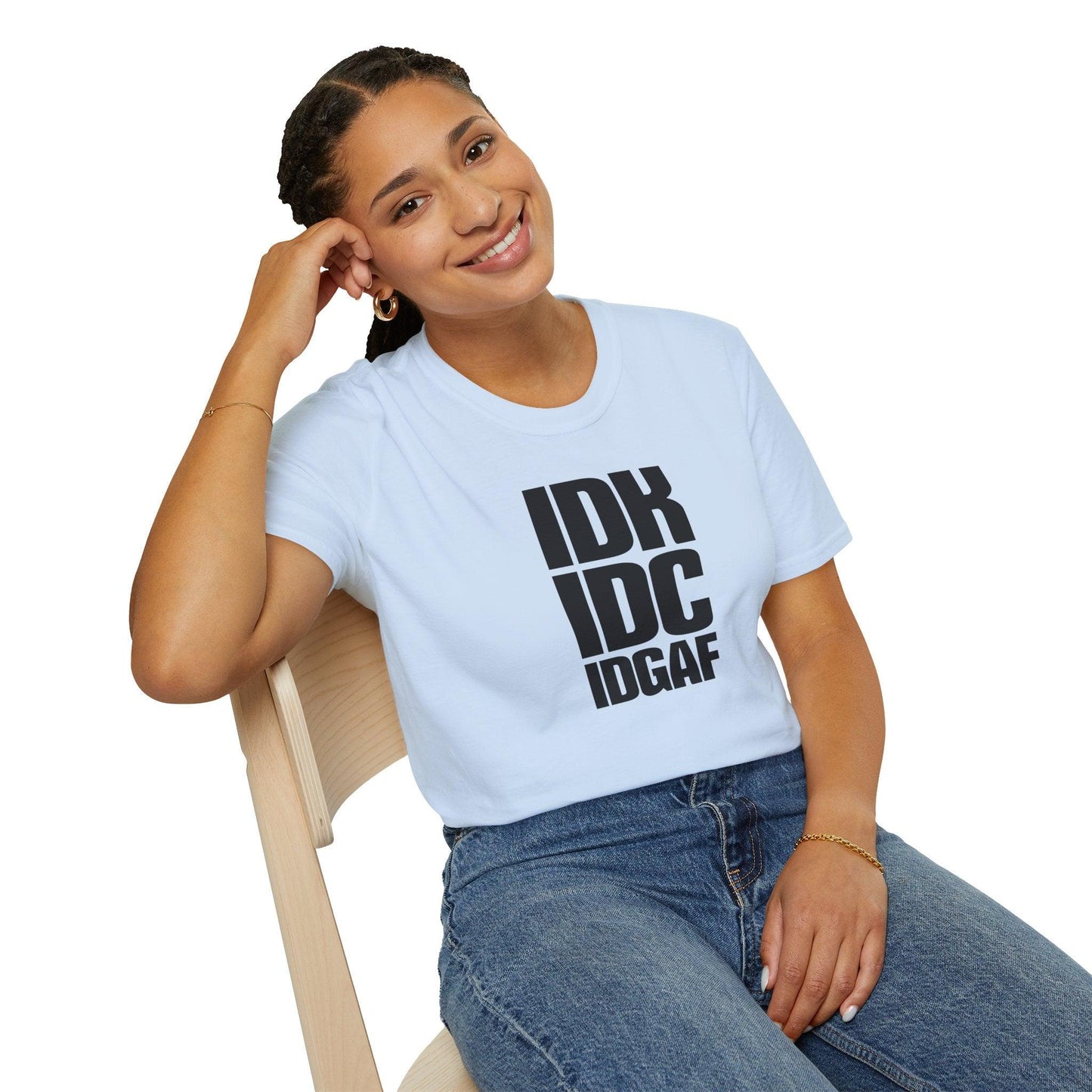 IDK IDC IDGAF Adults Unisex Tee - Jamie’s Trading Cards - JamiesTradingCards