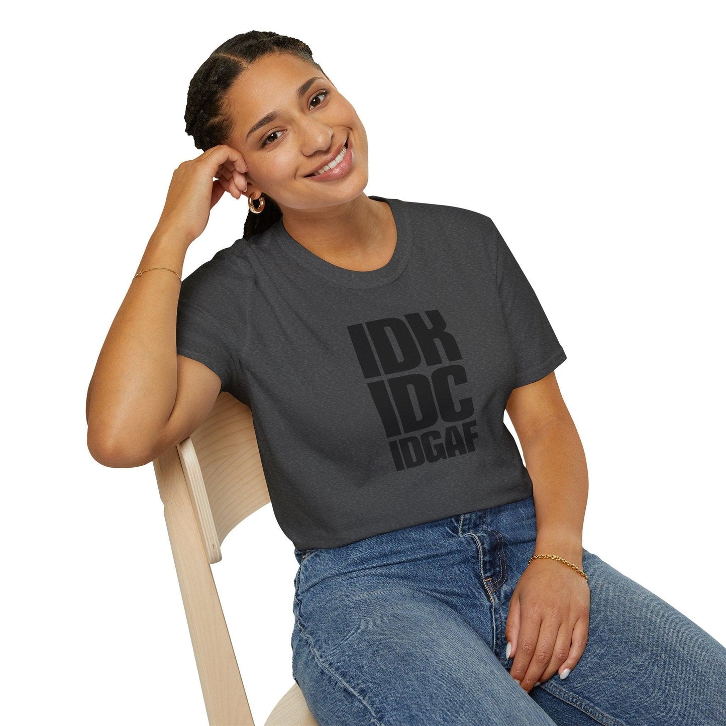 IDK IDC IDGAF Adults Unisex Tee - Jamie’s Trading Cards - JamiesTradingCards