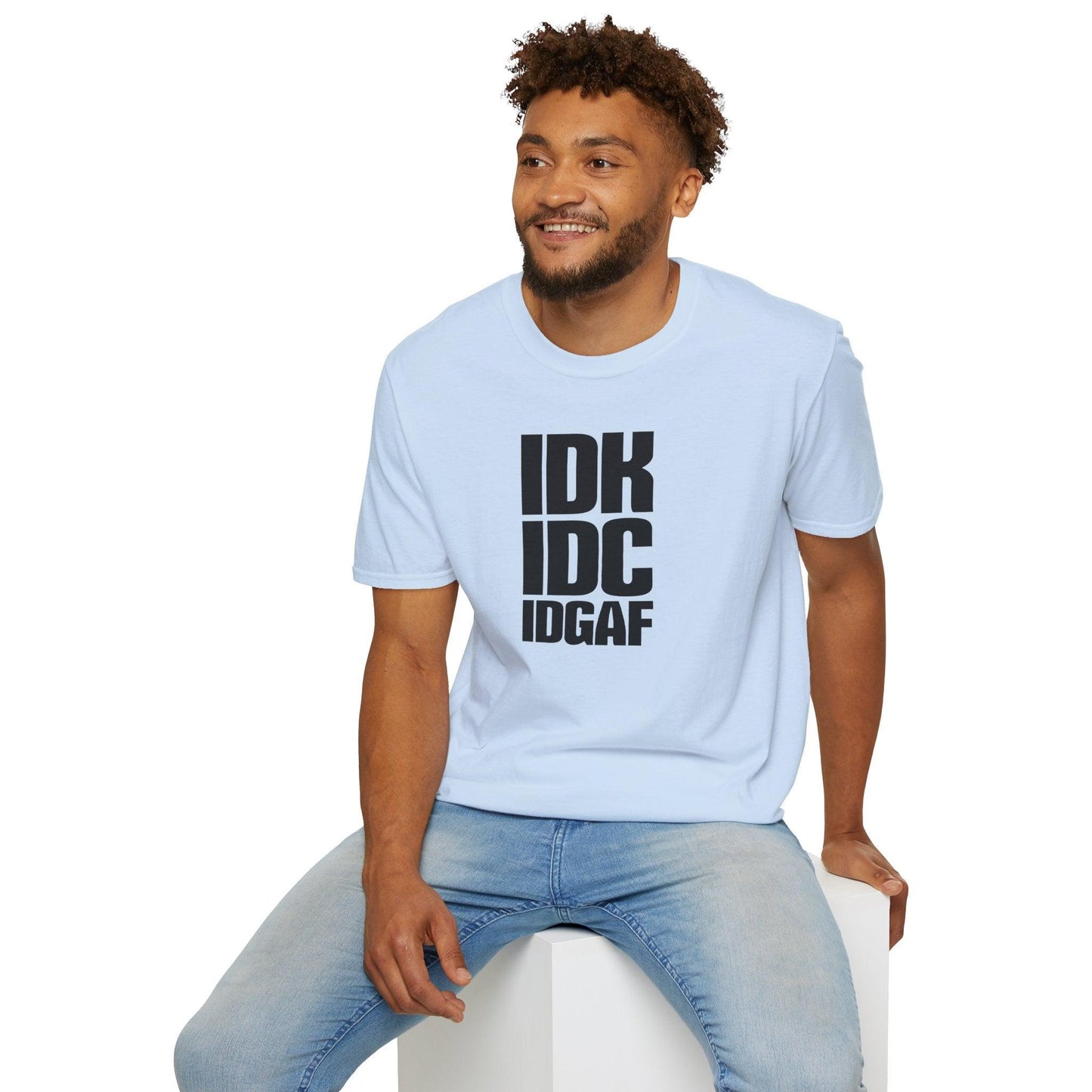 IDK IDC IDGAF Adults Unisex Tee - Jamie’s Trading Cards - JamiesTradingCards