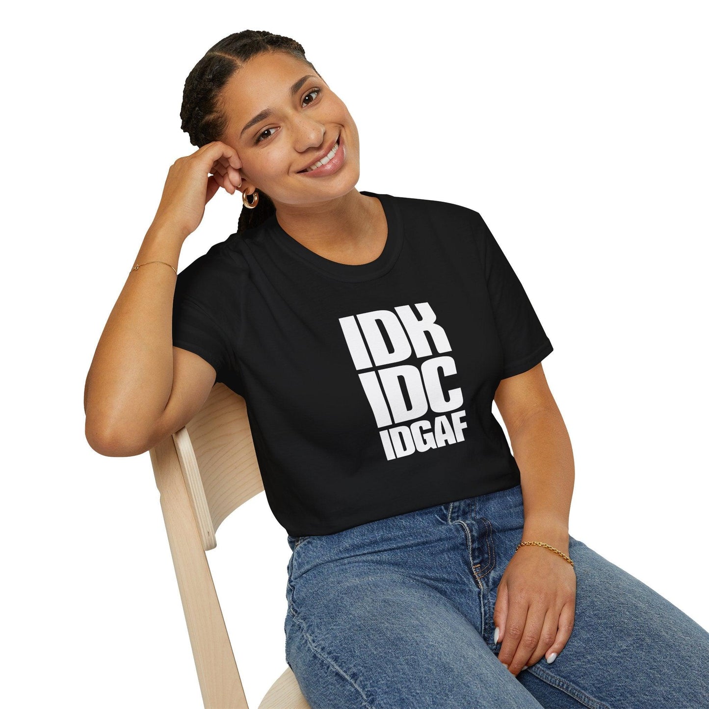 IDK IDC IDGAF Adults Unisex Tee - Jamie’s Trading Cards - JamiesTradingCards