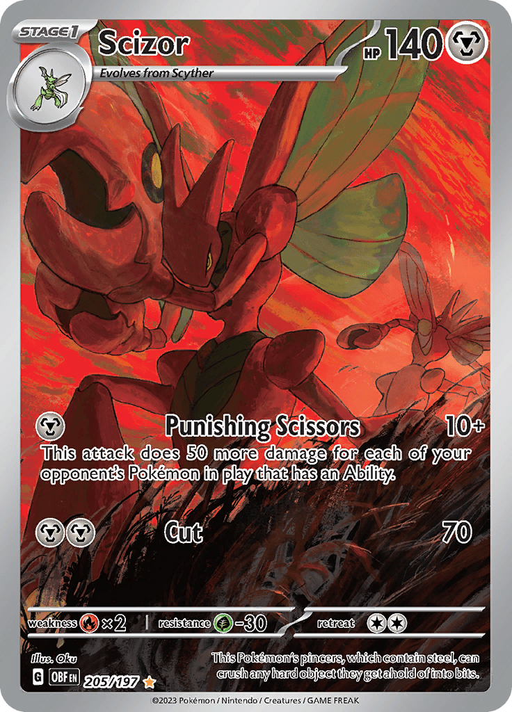 JamiesTradingCards 205/197 - Scizor Illustration Rare - Obsidian Flames - Pokemon TCG