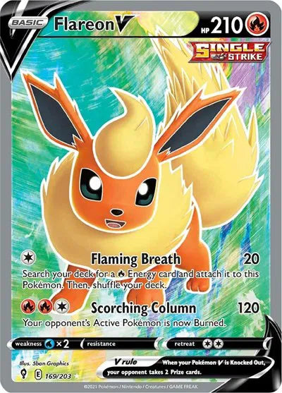 169/203 - Flareon V Full Art - Evolving Skies - Pokemon TCG