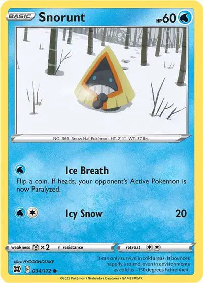 034/172 - Snorunt Reverse Holo - Brilliant Stars - Pokemon TCG