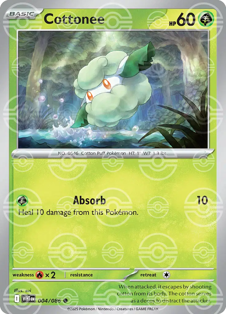 004/086 - Cottonee Poke Ball - White Flare - Pokemon TCG