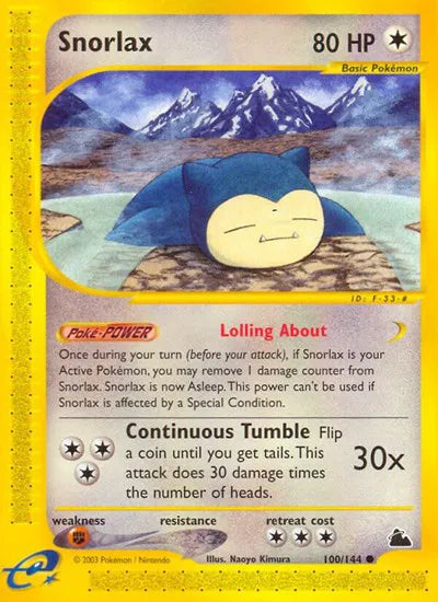 100/144 - Snorlax Reverse Holo (LP - Small Scratches On Foil) - Skyridge - Pokemon TCG