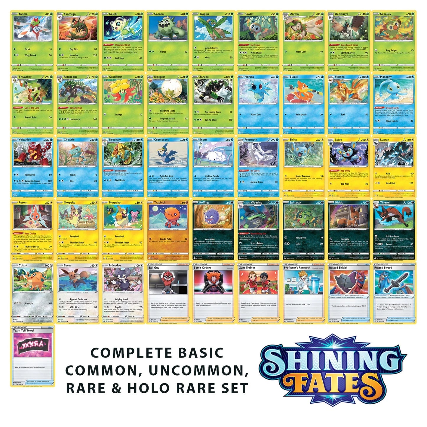 Complete Shining Fates Common, Uncommon, Reverse Holo & Holo Set