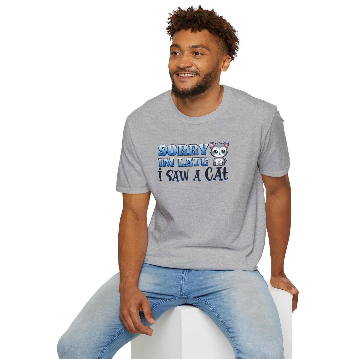 Sorry I'm Late I Saw A Cat Adults Unisex Tee - Jamie's Trading Cards - JamiesTradingCards
