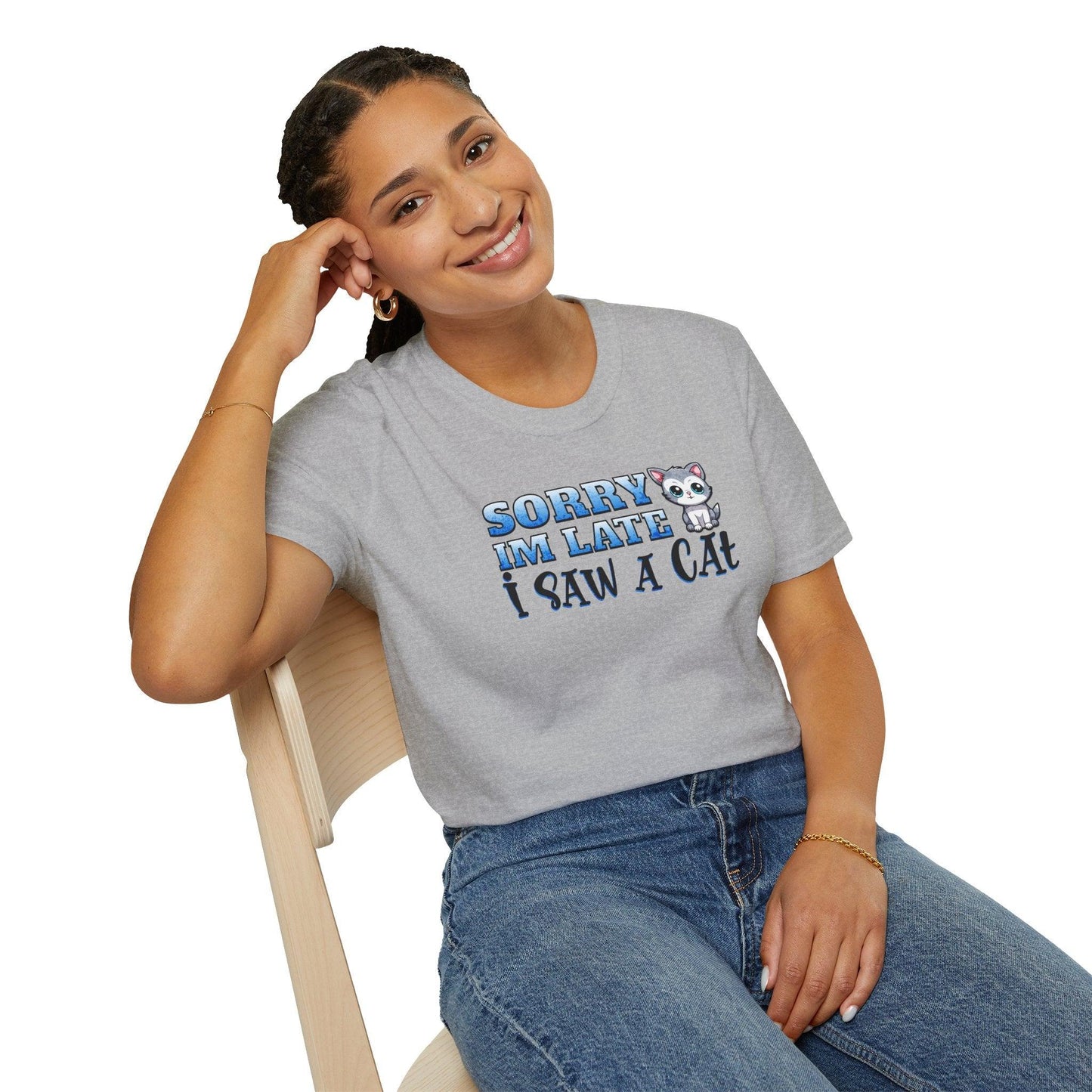 Sorry I'm Late I Saw A Cat Adults Unisex Tee - Jamie's Trading Cards - JamiesTradingCards