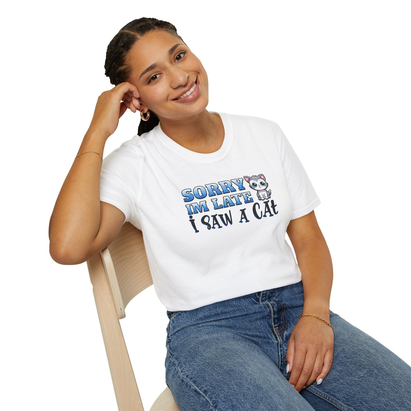 Sorry I'm Late I Saw A Cat Adults Unisex Tee - Jamie's Trading Cards - JamiesTradingCards