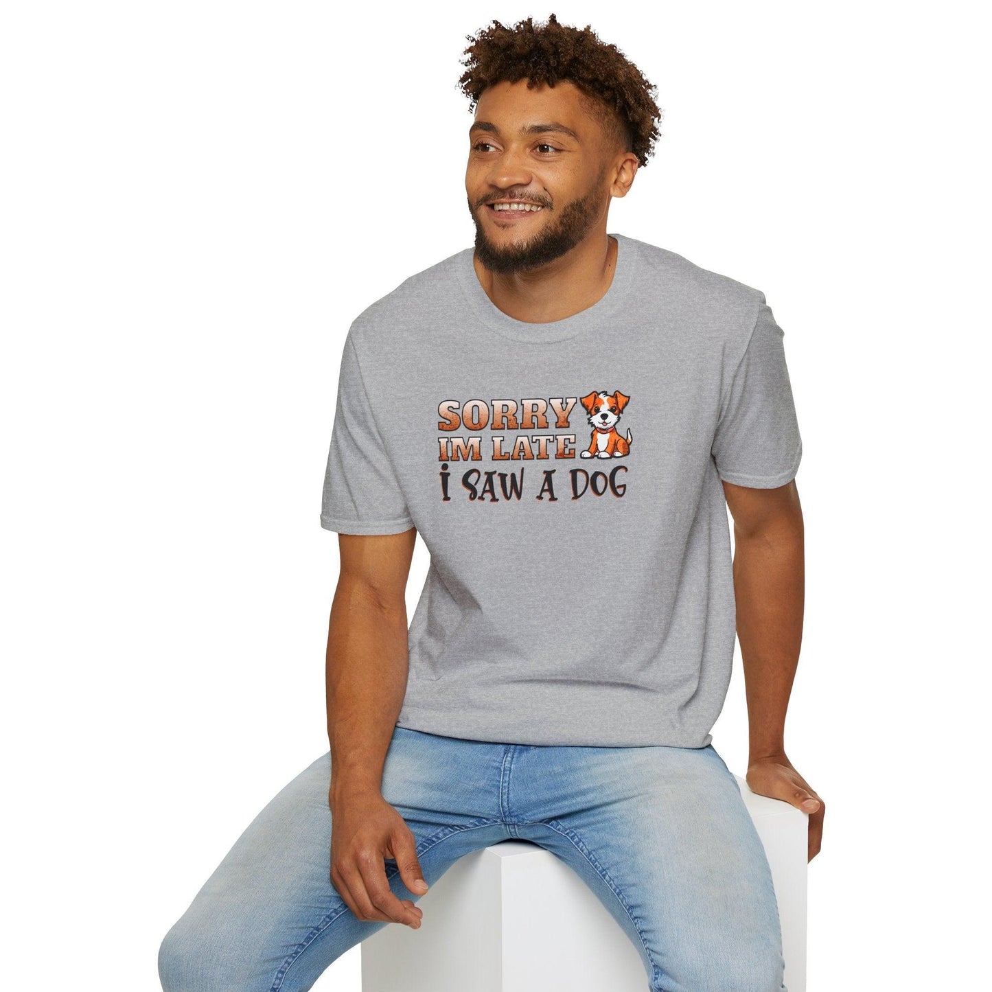 Sorry I'm Late I Saw A Dog Adults Unisex Tee - Jamie's Trading Cards - JamiesTradingCards