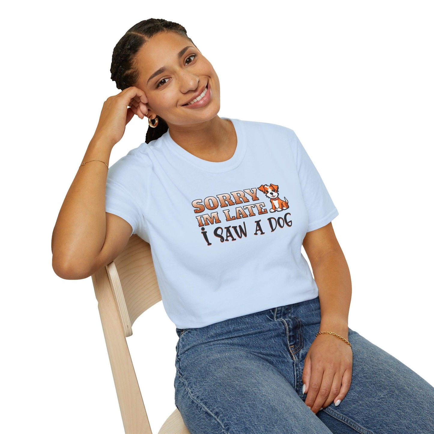 Sorry I'm Late I Saw A Dog Adults Unisex Tee - Jamie's Trading Cards - JamiesTradingCards