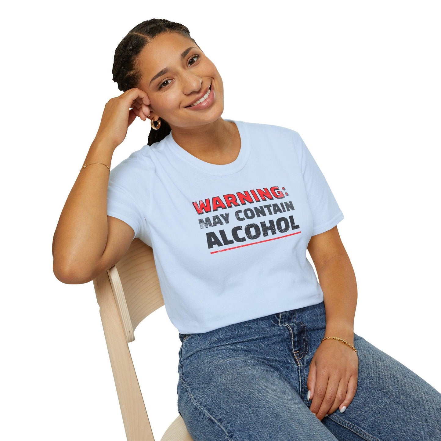 Warning May Contain Alcohol Adults Unisex Tee - Jamie’s Trading Cards - JamiesTradingCards