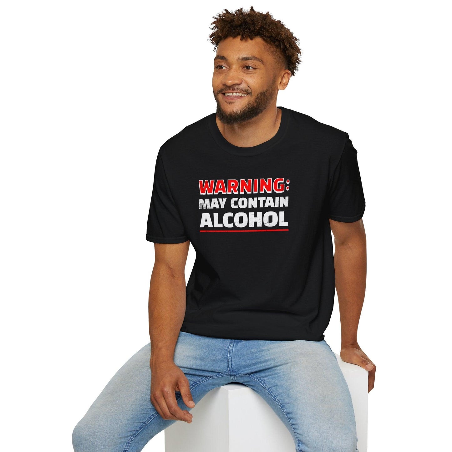 Warning May Contain Alcohol Adults Unisex Tee - Jamie’s Trading Cards - JamiesTradingCards