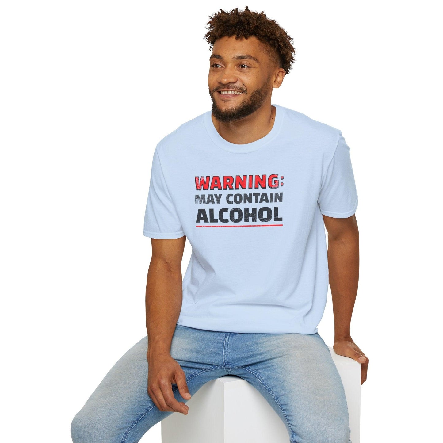 Warning May Contain Alcohol Adults Unisex Tee - Jamie’s Trading Cards - JamiesTradingCards