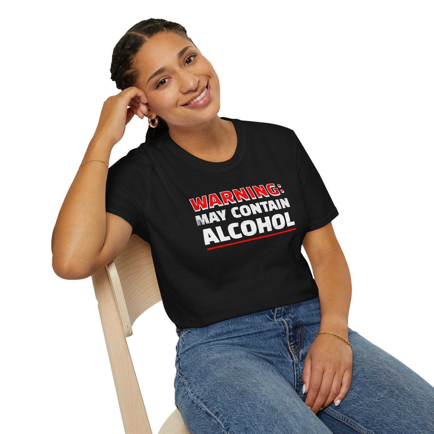 Warning May Contain Alcohol Adults Unisex Tee - Jamie’s Trading Cards - JamiesTradingCards