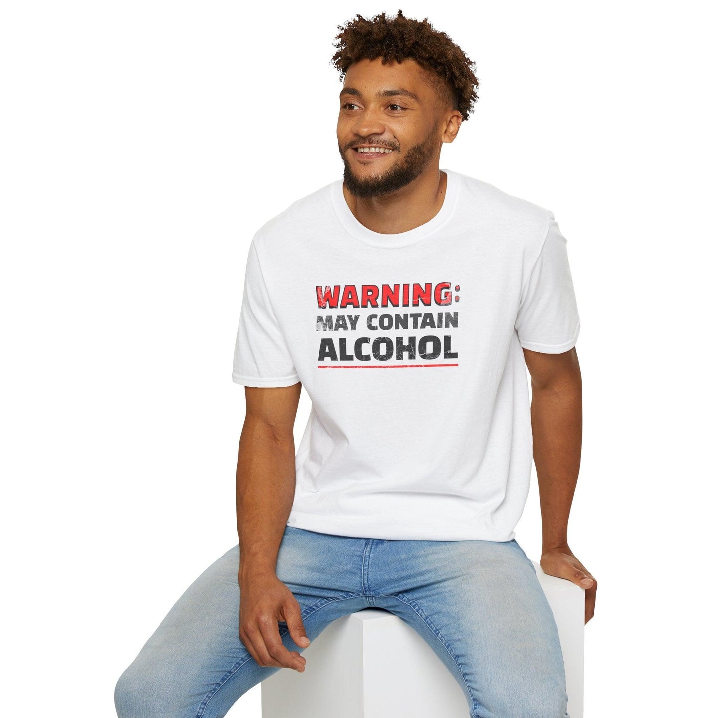Warning May Contain Alcohol Adults Unisex Tee - Jamie’s Trading Cards - JamiesTradingCards