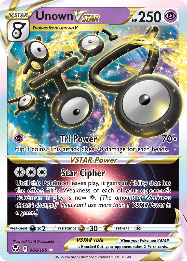 066/195 - Unown Vstar - Silver Tempest - Pokemon TCG - JamiesTradingCards