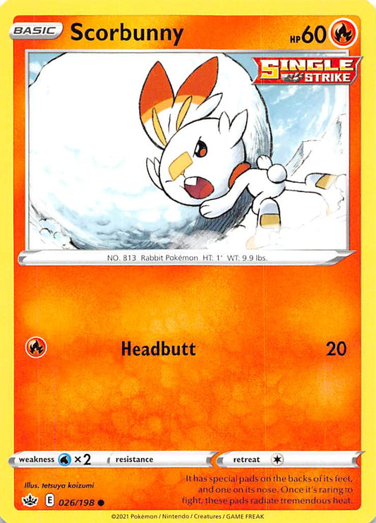 026/198 - Scorbunny Reverse Holo - Chilling Reign - Pokemon TCG