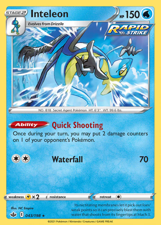 043/198 - Inteleon Reverse Holo - Chilling Reign - Pokemon TCG
