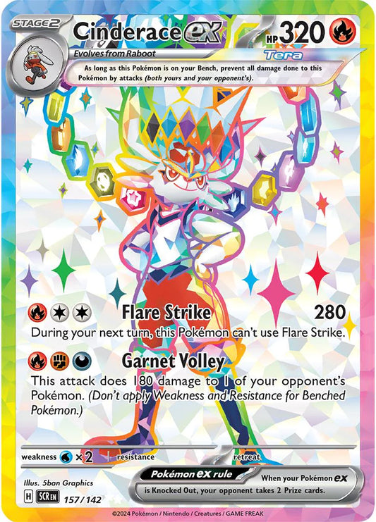 157/142 - Cinderace Ex - Stellar Crown - Pokemon TCG