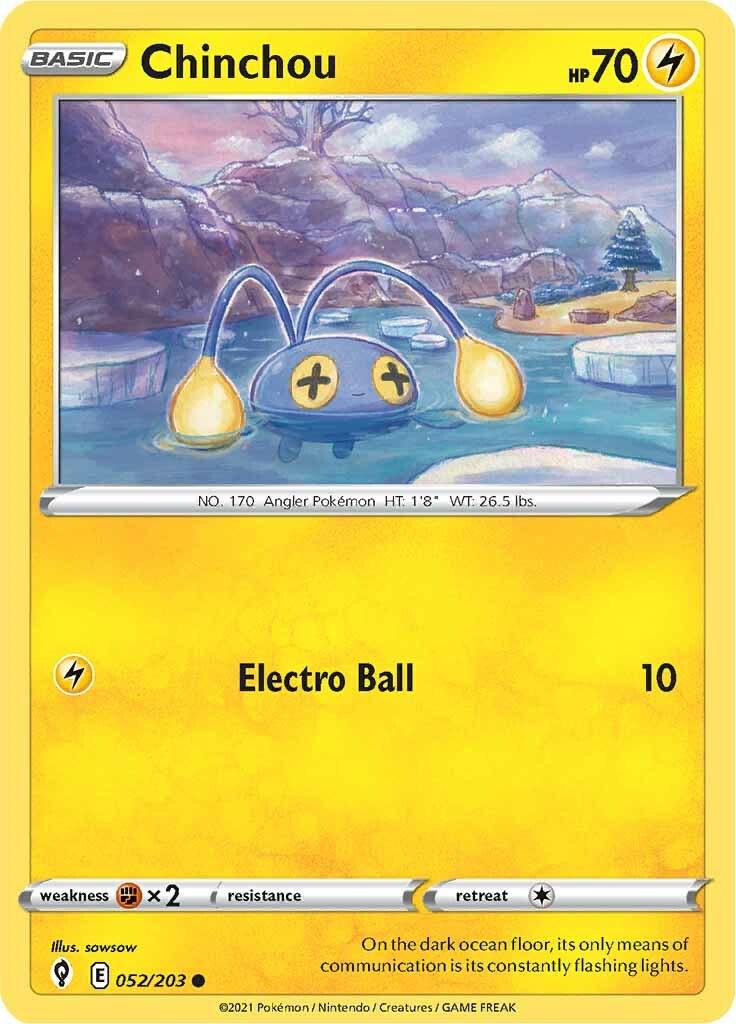 052/203 - Chinchou Reverse Holo - Evolving Skies - Pokemon TCG