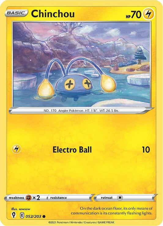 052/203 - Chinchou Reverse Holo - Evolving Skies - Pokemon TCG